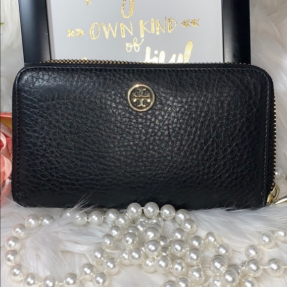 Tory Burch wallet organizer pebbled leather euc - Picture 2 of 8